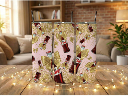 Sparkling Coke Tumbler, Glitter Insulated Cup, Custom Beverage Holder, Girly Drinkware, Unique Gift Idea, Soda Theme