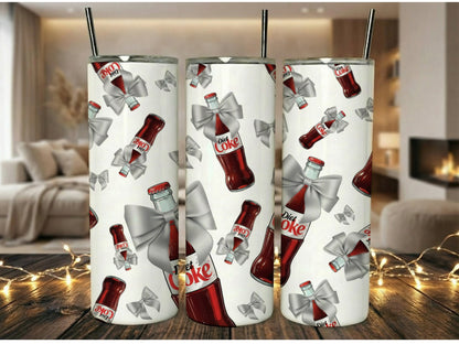 Cola Bottle Pattern Insulated Tumbler, Stainless Steel Travel Mug, Custom Soda Design Drinkware, Gift Idea