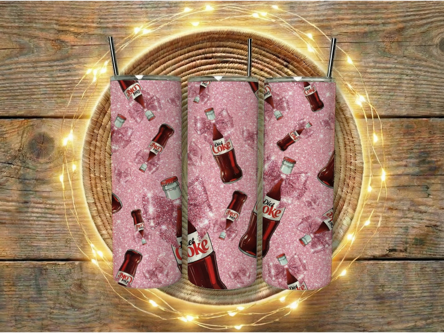 Pink Glitter Diet Coke Can Cooler Sleeves, Set of 4, Insulated Neoprene Drink Holders