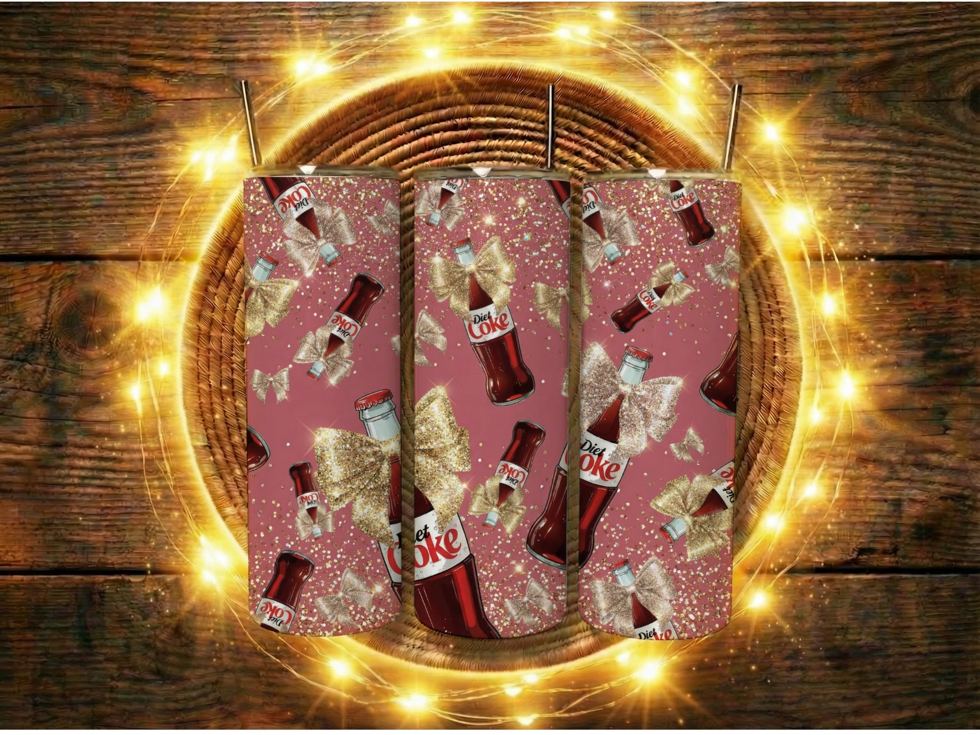 Festive Coca-Cola Print Coasters, Christmas Holiday Table Decor, Red and Gold Beverage Mats