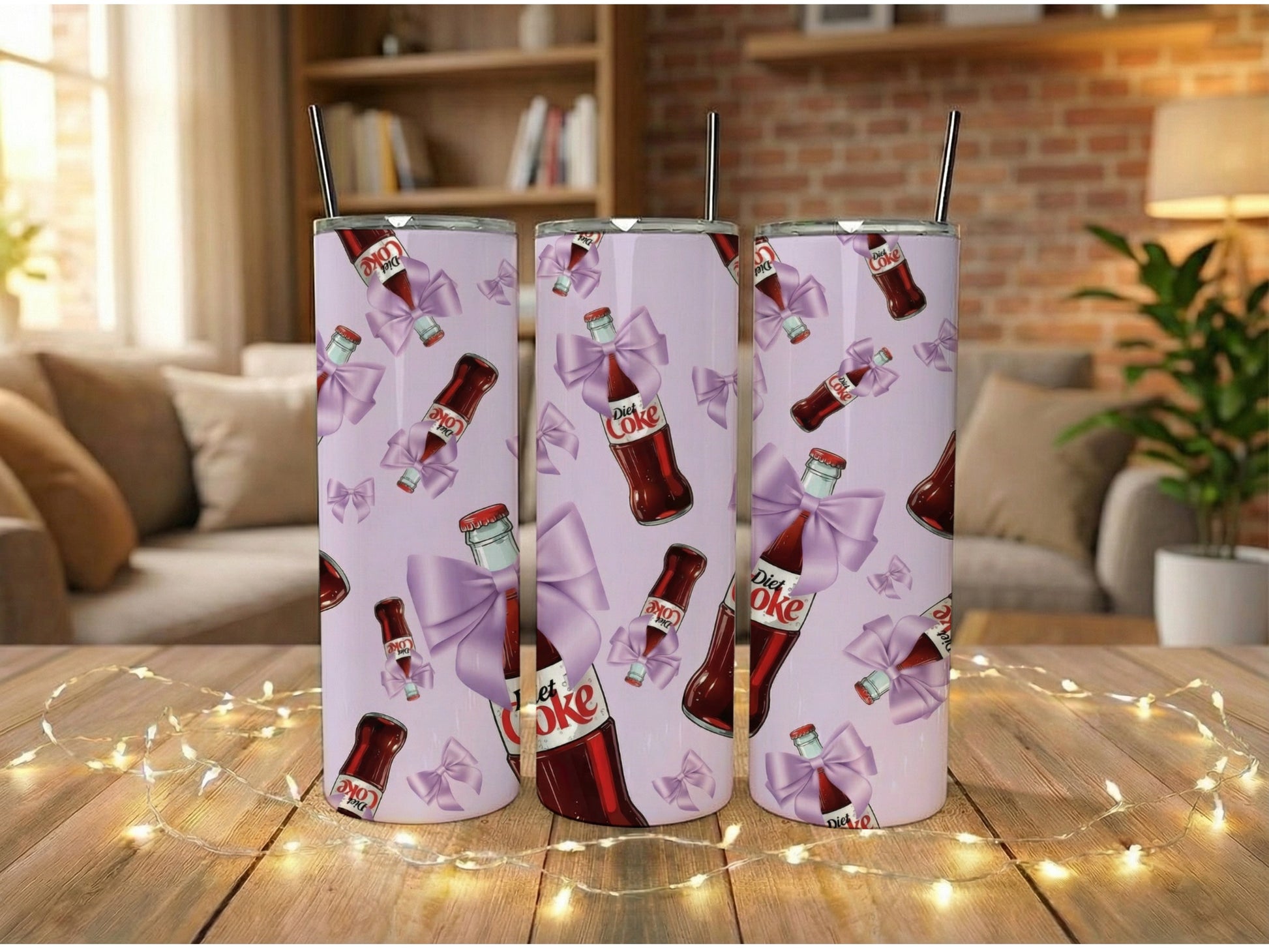 Diet Coke Tumbler Set, Stainless Steel Insulated Cup with Straw, Soda Pop Design, Gift for Soda Lovers, Summer Drinkware