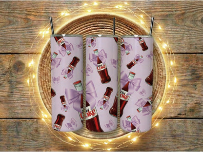 Diet Coke Can Coolers Set, Purple Beverage Insulators with Bow Design, Soda Lovers Gift, Party Favors