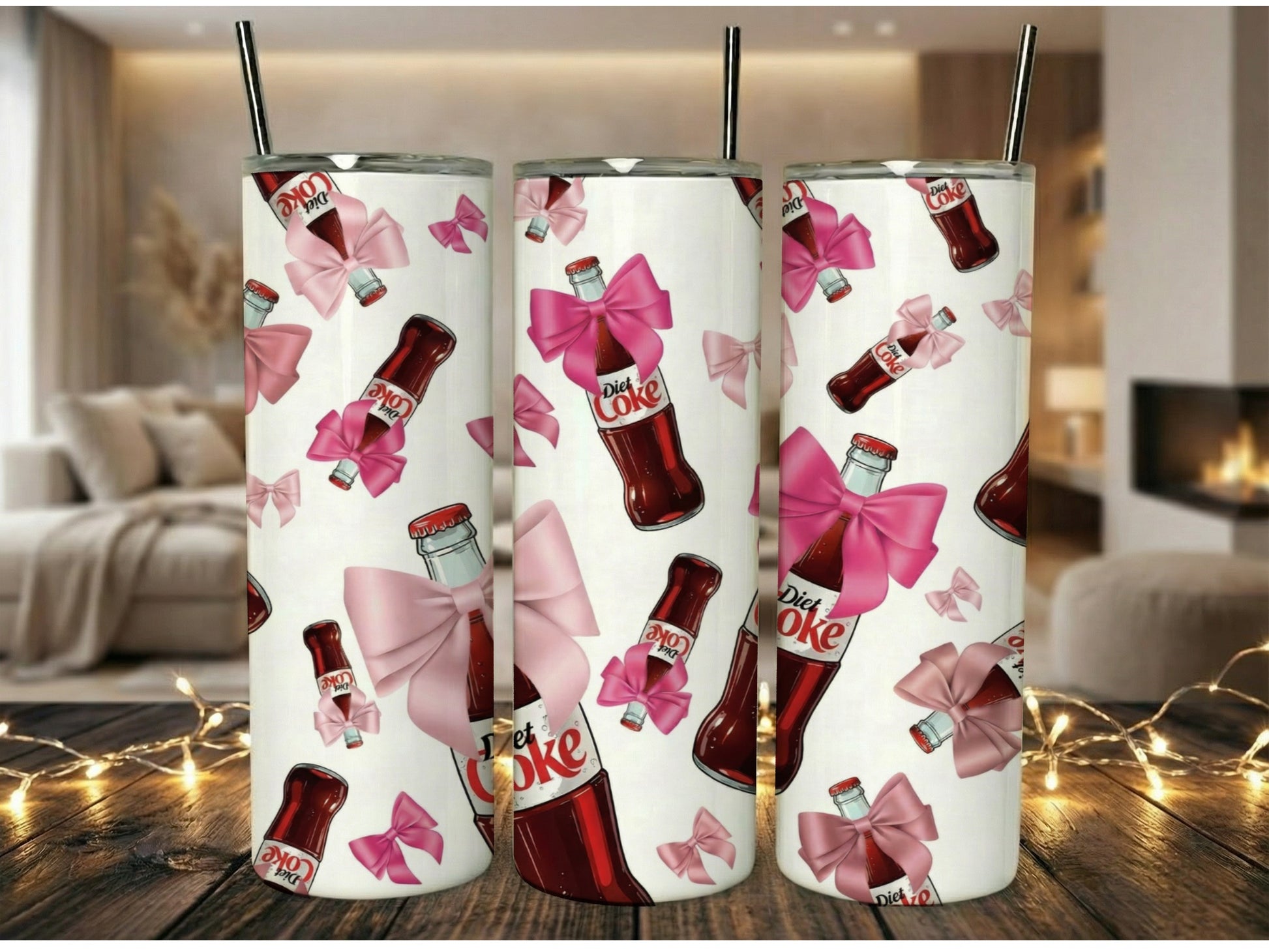 Diet Coke Pattern Tumbler, Stainless Steel Insulated Cup, Soda Lover Gift, Unique Drinkware, Custom Soft Drink Design, Eco-Friendly